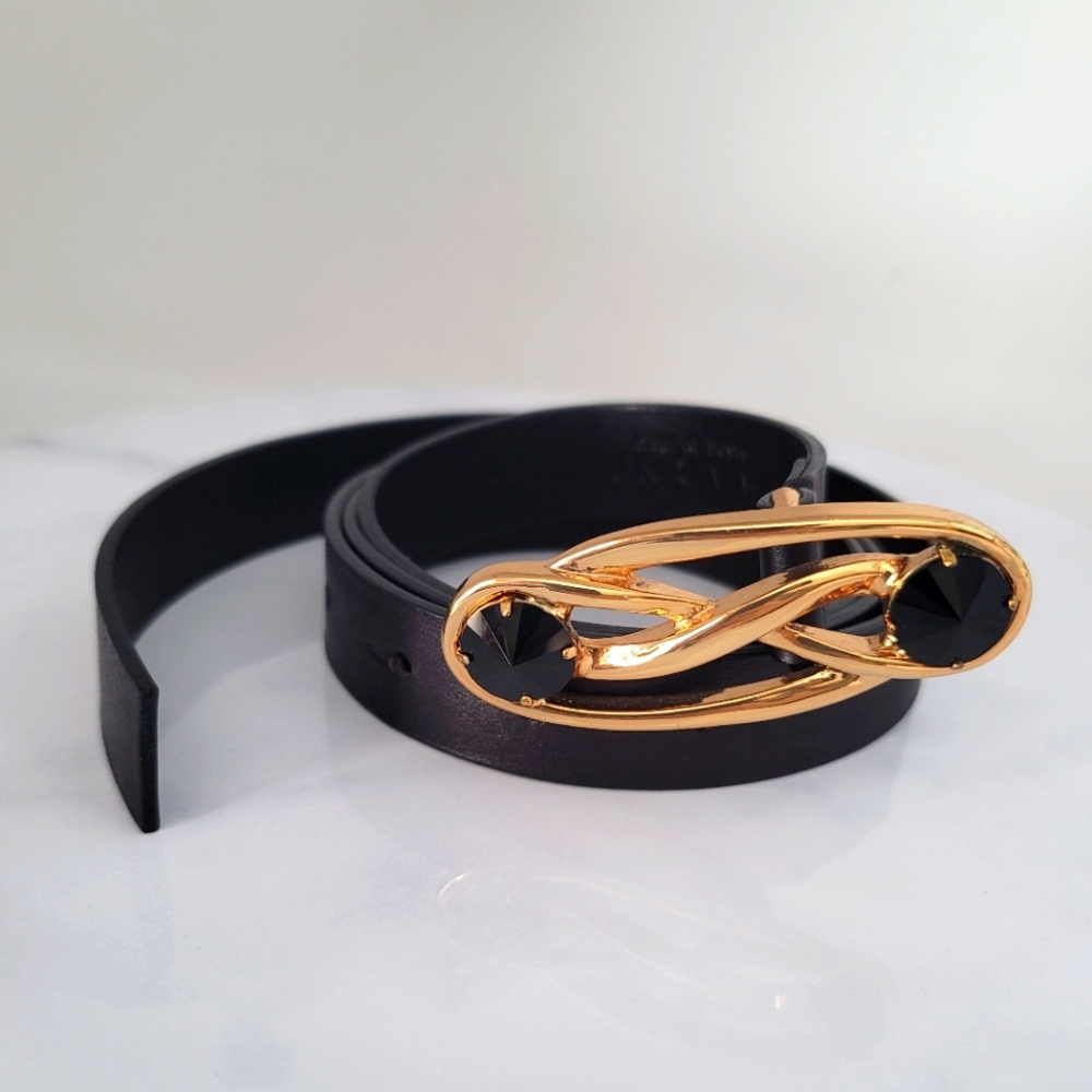 MARNI WOMEN'S BLACK LEATHER JEWELED BELT MADE IN ITALY EXCELLENT CONDITION
